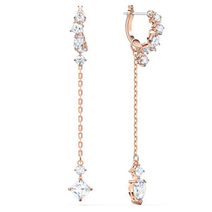 Swarovski Attract Pierced Earrings, White, Rose-gold tone plated
