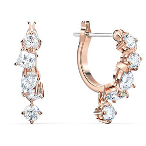 Swarovski Attract Pierced Earrings, White, Rose-gold tone plated