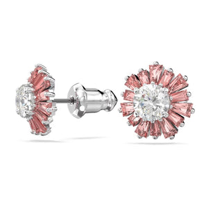 Sunshine stud earrings Pink, Rhodium plated