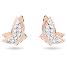 Load image into Gallery viewer, Lilia stud earrings Butterfly, White, Rose gold-tone plated