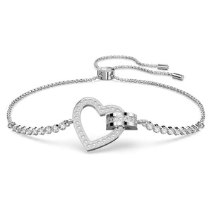 Lovely bracelet Heart, White, Rhodium plated