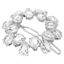 Load image into Gallery viewer, Hair clip Pear cut, White, Rhodium plated