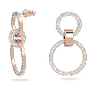 Hollow hoop earrings White, Rose gold-tone plated