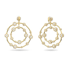 Load image into Gallery viewer, Constella clip earrings Circle, White, Gold-tone plated