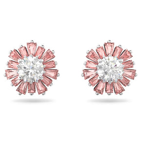 Sunshine stud earrings Pink, Rhodium plated