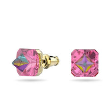 Load image into Gallery viewer, Ortyx stud earrings Pyramid cut, Pink, Gold-tone plated