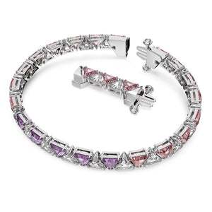 Ortyx bracelet Triangle cut, Pink, Rhodium plated