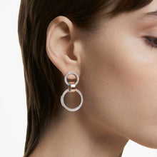 Load image into Gallery viewer, Hollow hoop earrings White, Rose gold-tone plated