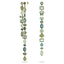 Load image into Gallery viewer, Gema drop earrings Asymmetrical, Long, Green, Gold-tone plated