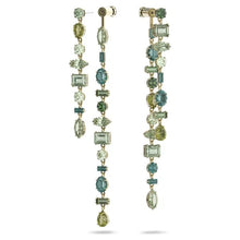 Load image into Gallery viewer, Gema drop earrings Asymmetrical, Long, Green, Gold-tone plated