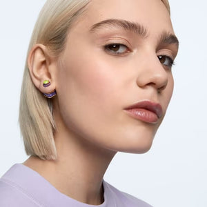 Orbita stud earring Single, Octagon cut, Multicolored, Gold-tone plated