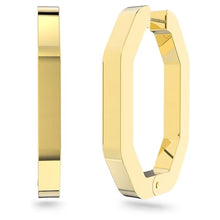 Load image into Gallery viewer, Dextera hoop earrings Octagon, Pavé, Large, White, Gold-tone plated