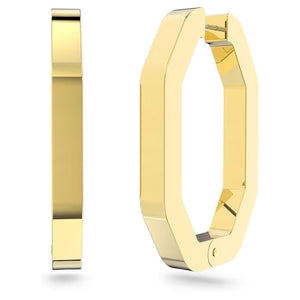 Dextera hoop earrings Octagon, Pavé, Large, White, Gold-tone plated