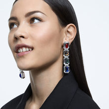 Load image into Gallery viewer, Swarovski Chroma clip earrings Oversized crystals, Multicolored, Rhodium