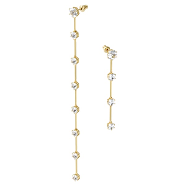 Swarovski Constella earrings Asymmetrical, White, Gold-tone plated