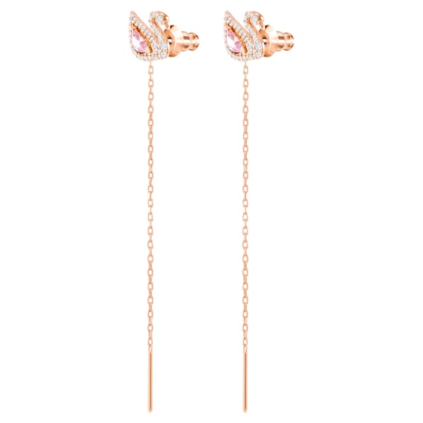 Swarovski Dazzling Swan Pierced Earrings, Multi-colored, Rose-gold tone plated