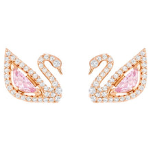 Load image into Gallery viewer, Swarovski Dazzling Swan Pierced Earrings, Multi-colored, Rose-gold tone plated