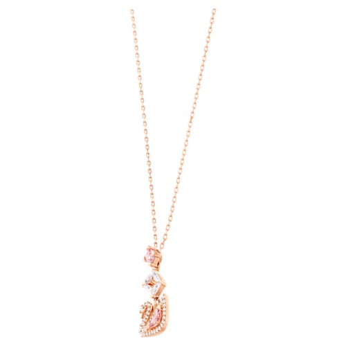 Swarovski Dazzling Swan Y Necklace, Multi-colored, Rose-gold tone plated