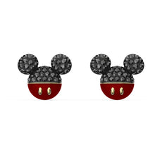 Load image into Gallery viewer, Swarovski Mickey Pierced Earrings, Black, Gold-tone plated