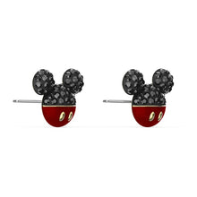 Load image into Gallery viewer, Swarovski Mickey Pierced Earrings, Black, Gold-tone plated