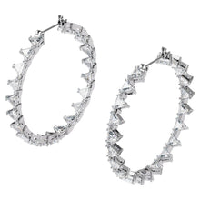 Load image into Gallery viewer, Swarovski Millenia hoop earrings Triangle Swarovski Zirconia, Large, White