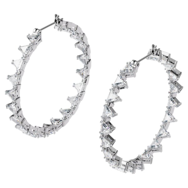 Swarovski Millenia hoop earrings Triangle Swarovski Zirconia, Large, White