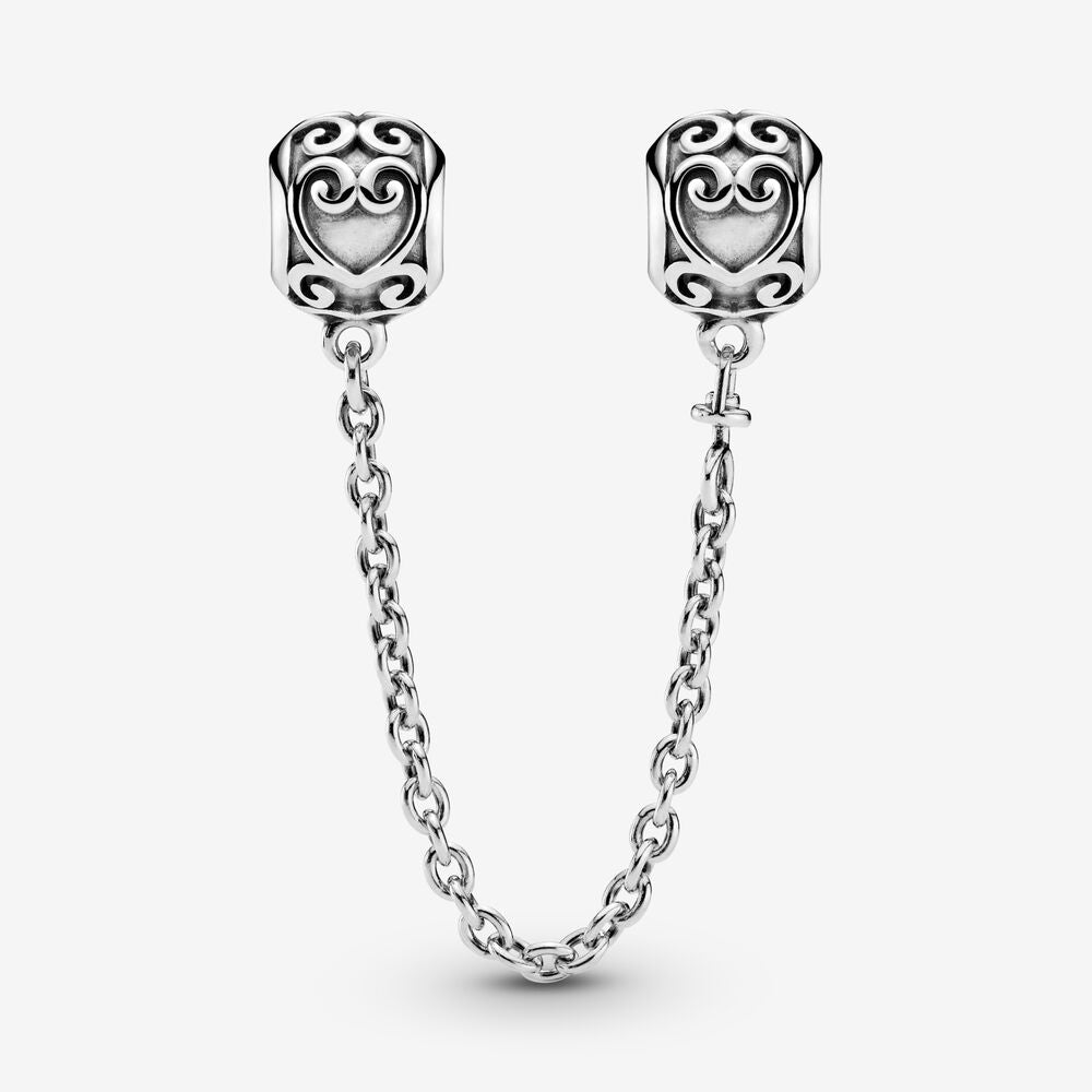 Ornate Hearts Safety Chain Charm