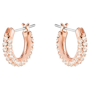 Swarovski Stone Pierced Earrings, Pink, Rose-gold tone plated