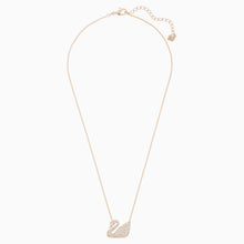 Load image into Gallery viewer, SWAN NECKLACE, WHITE, ROSE-GOLD TONE PLATED