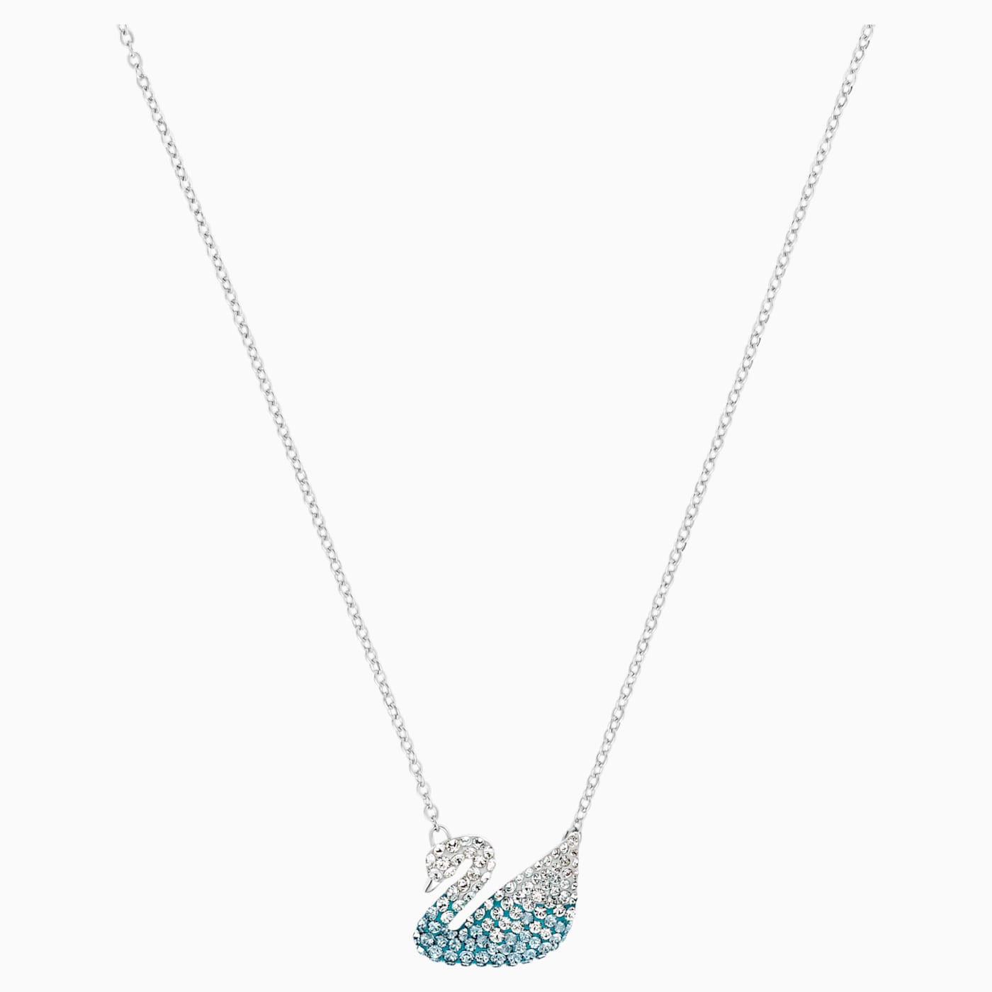 Swarovski Iconic Swan Rhodium Plated Necklace With Gradient Blue Crystal  5512095 For Women