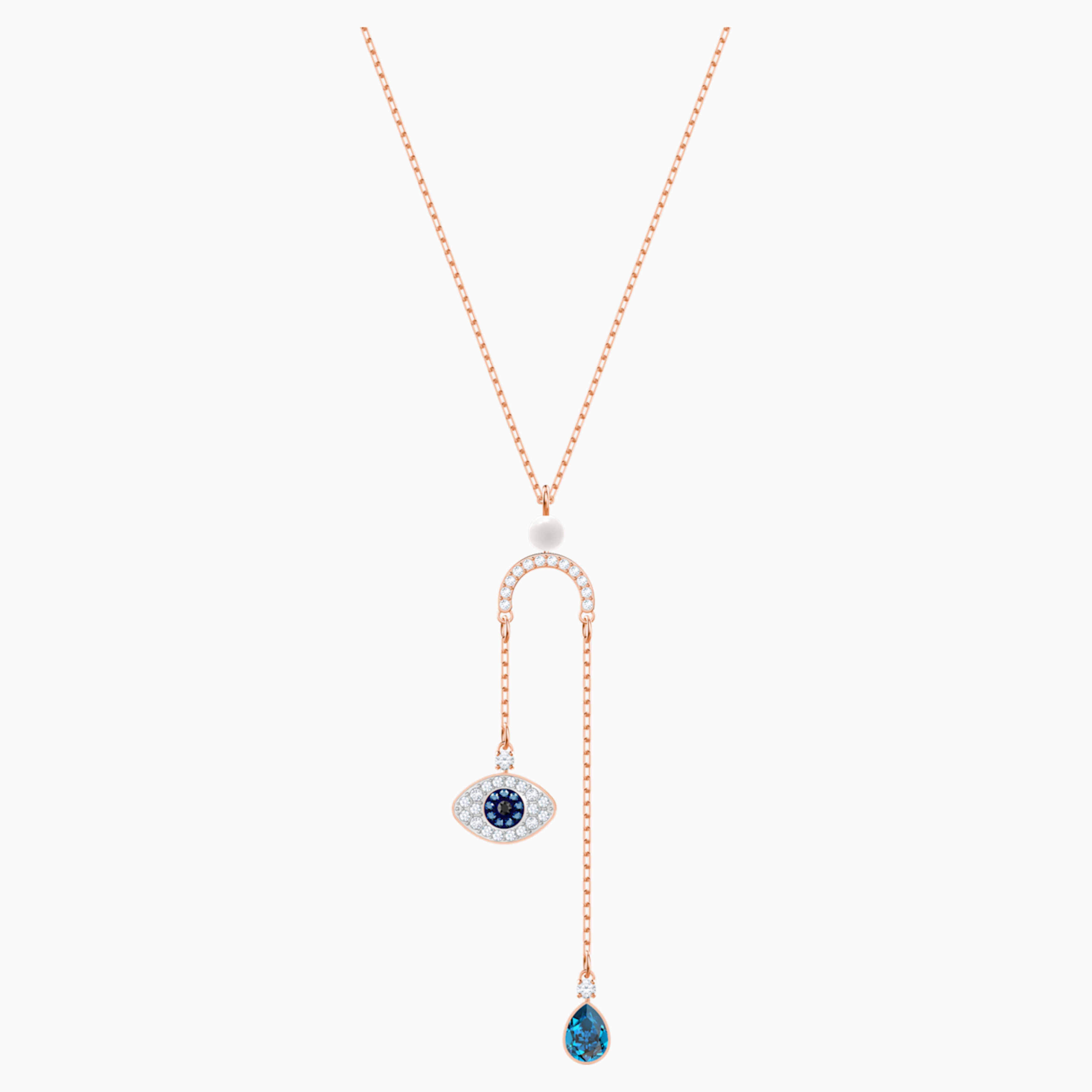 Luckily Blue Evil Eye Swarovski Crystal Rose Gold Necklace – Amour Design  Jewellery