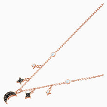 Load image into Gallery viewer, SWAROVSKI SYMBOLIC MOON NECKLACE, BLACK, ROSE-GOLD TONE PLATED