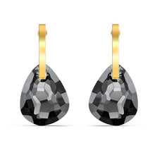 Load image into Gallery viewer, Swarovski T Bar Pierced Earrings, Gray, Gold-tone plated