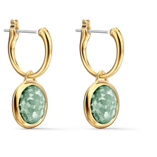 Load image into Gallery viewer, Swarovski Tahlia Mini Hoop Pierced Earrings, Green, Gold-tone plated