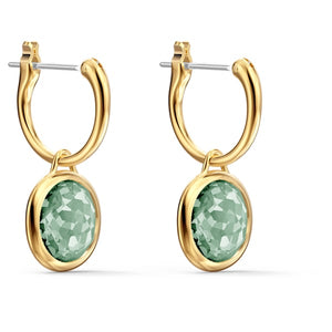 Swarovski Tahlia Mini Hoop Pierced Earrings, Green, Gold-tone plated