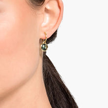 Load image into Gallery viewer, Swarovski Tahlia Mini Hoop Pierced Earrings, Green, Gold-tone plated
