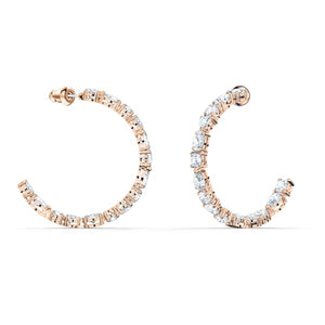 Swarovski Tennis Deluxe Mixed Hoop Pierced Earrings, White, Rose-gold tone plated