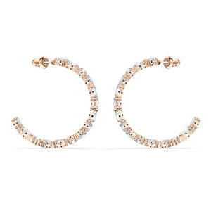 Swarovski Tennis Deluxe Mixed Hoop Pierced Earrings, White, Rose-gold tone plated
