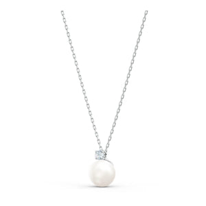 Swarovski Treasure Pearl Necklace, White, Rhodium plated
