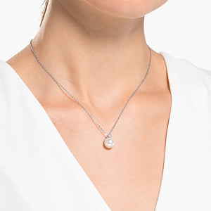 Swarovski Treasure Pearl Necklace, White, Rhodium plated