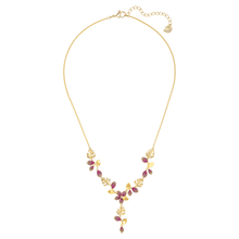 Load image into Gallery viewer, Swarovski Tropical Flower Y Necklace, Pink, Gold-tone plated