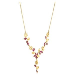 Swarovski Tropical Flower Y Necklace, Pink, Gold-tone plated