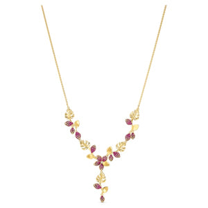 Swarovski Tropical Flower Y Necklace, Pink, Gold-tone plated
