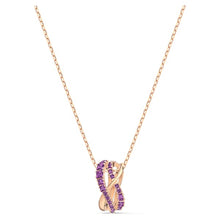 Load image into Gallery viewer, Swarovski Twist Rows Pendant, Purple, Rose-gold tone plated