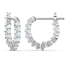 Load image into Gallery viewer, Swarovski Vittore Mini Hoop Pierced Earrings, White, Rhodium plated