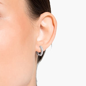 Swarovski Vittore Mini Hoop Pierced Earrings, White, Rhodium plated