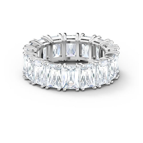 Swarovski Vittore Wide Ring White, Rhodium plated